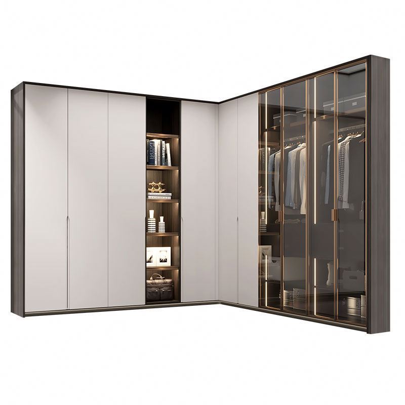 Bedroom Furniture  Wood Grey Handmade High Gloss Modern Design Big Capacity Wooden Wardrobe