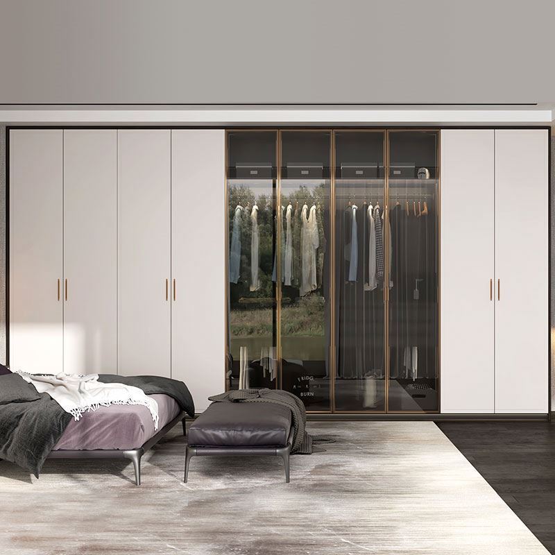 Bedroom Furniture  Wood Grey Handmade High Gloss Modern Design Big Capacity Wooden Wardrobe