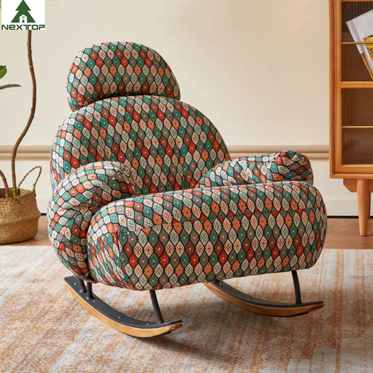 Rocking Chair Lazy Sofa Lamb Wool Cream Style Retro Japanese Casual Single Rocking Chair Combination