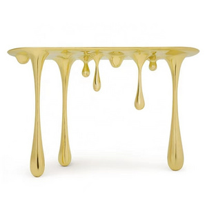 Factory Direct Modern Light Luxury Stainless Steel Console Table Living Room Furniture Water Drop Shaped Table