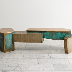 Modern Designer Bench Metal Brass Bench Stool Emerald Green Sofa Luxury Living Room Furniture Custom