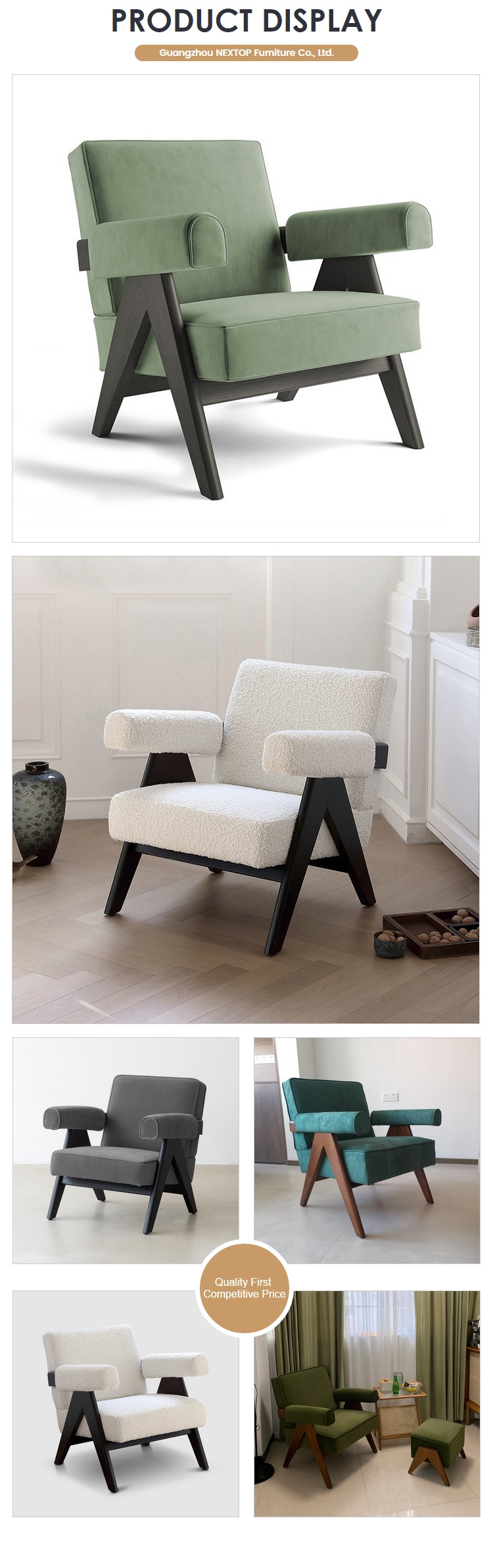 Hotel Furniture Chairs Comfortable Home Goods Accent Chairs Modern White Boucle Armchair Living Room Bedroom