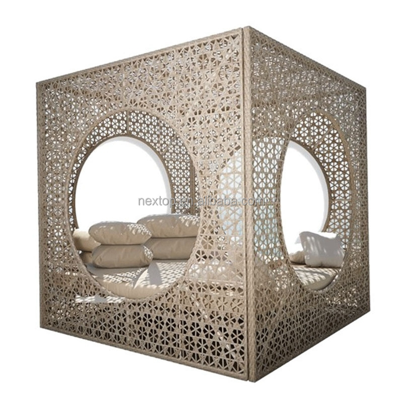 Hotel outdoor resort poolside hand-woven rattan bed