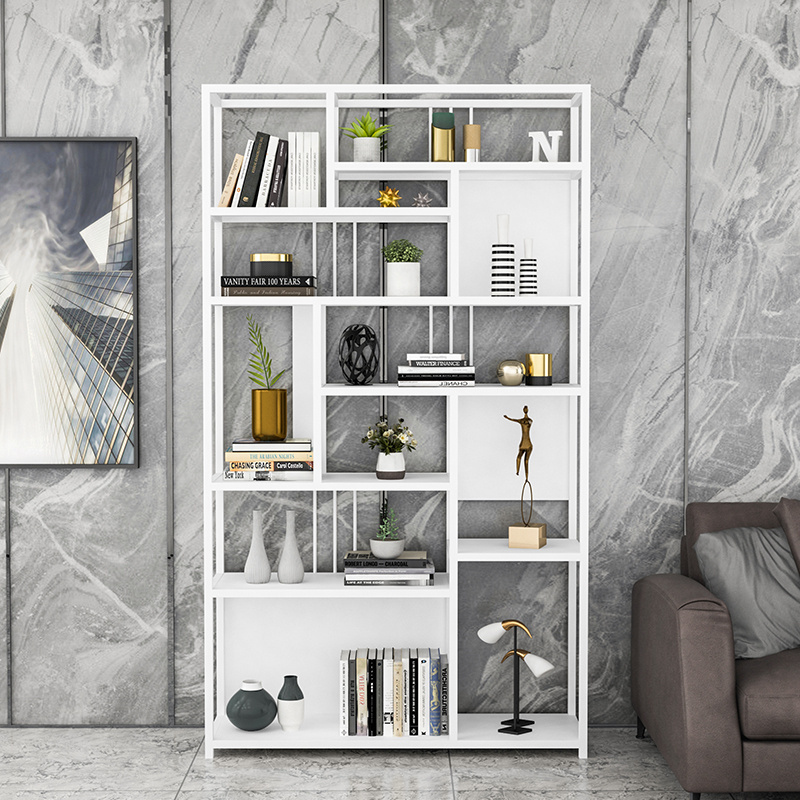 Luxury bedroom golden stainless steel bookshelf Modern luxury metal bookcase living room office bookshelf