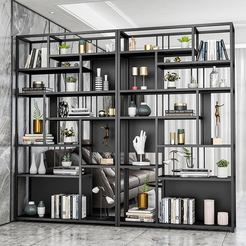 Luxury bedroom golden stainless steel bookshelf Modern luxury metal bookcase living room office bookshelf