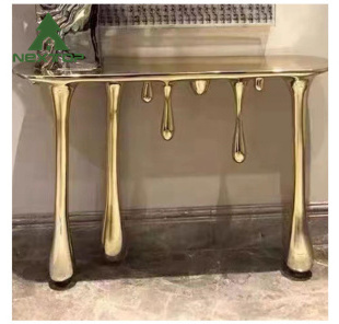 Factory Direct Modern Light Luxury Stainless Steel Console Table Living Room Furniture Water Drop Shaped Table