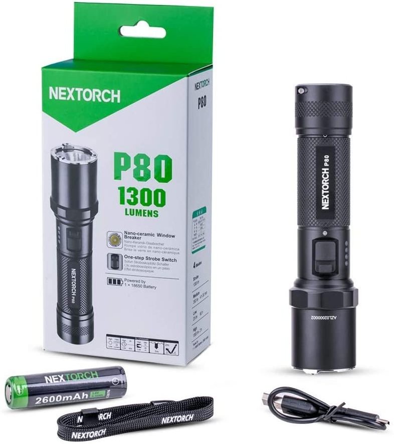 Nextorch linterna P80 1600lumen Tactical work LED flashlight strobe torch light USB rechargeable  torch light