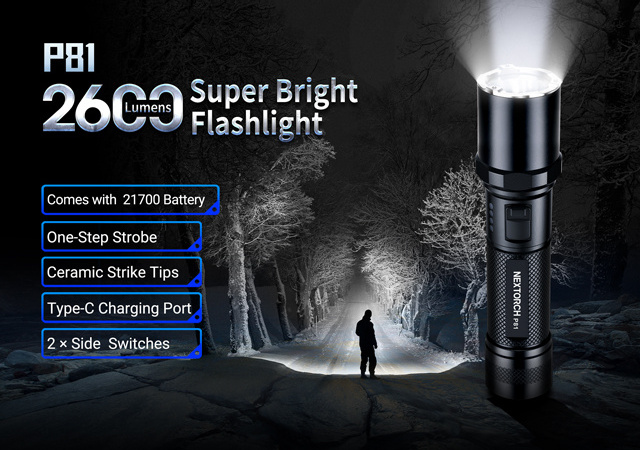 Nextorch linterna P80 1600lumen Tactical work LED flashlight strobe torch light USB rechargeable  torch light