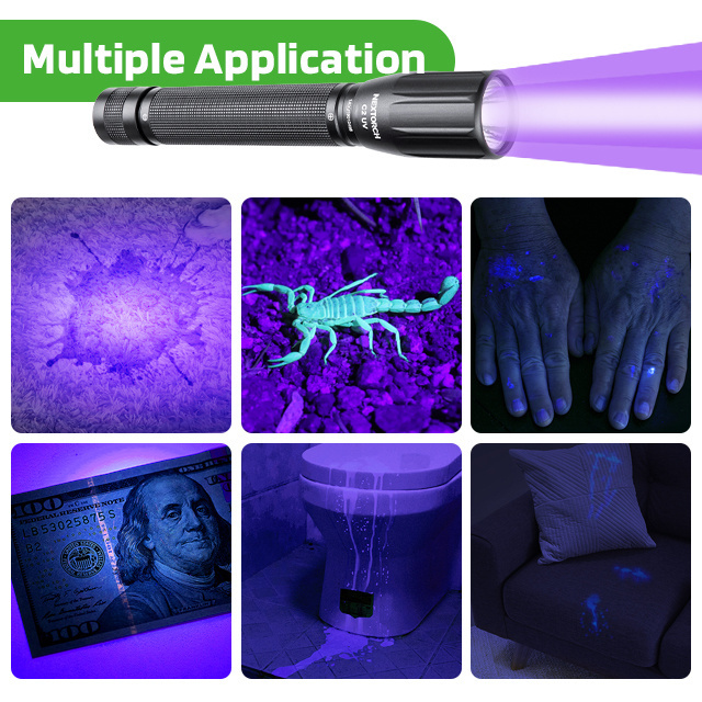 Nextorch 405nm 365nm UV flashlight blue light fingerprint  torch light detector Money Checker Scorpions Bed Bugs Curing UV Glue