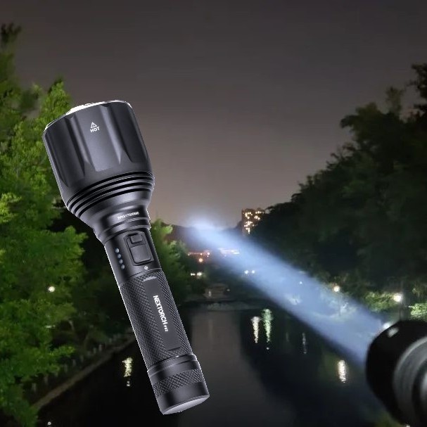 High Power 1200 Lumen Flashlight 1 Km Long Range Torch Rechargeable Led Flashlight Torch Light Rechargeable Battery 21700 Ce 0.3