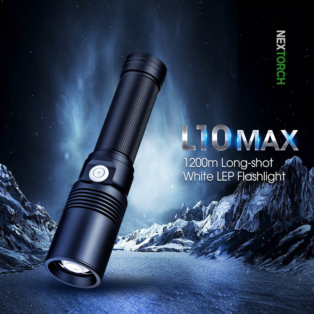 1200 meter super long range flashlight linternas Nextorch L10 Max rechargeable spot light super bright led flashlight