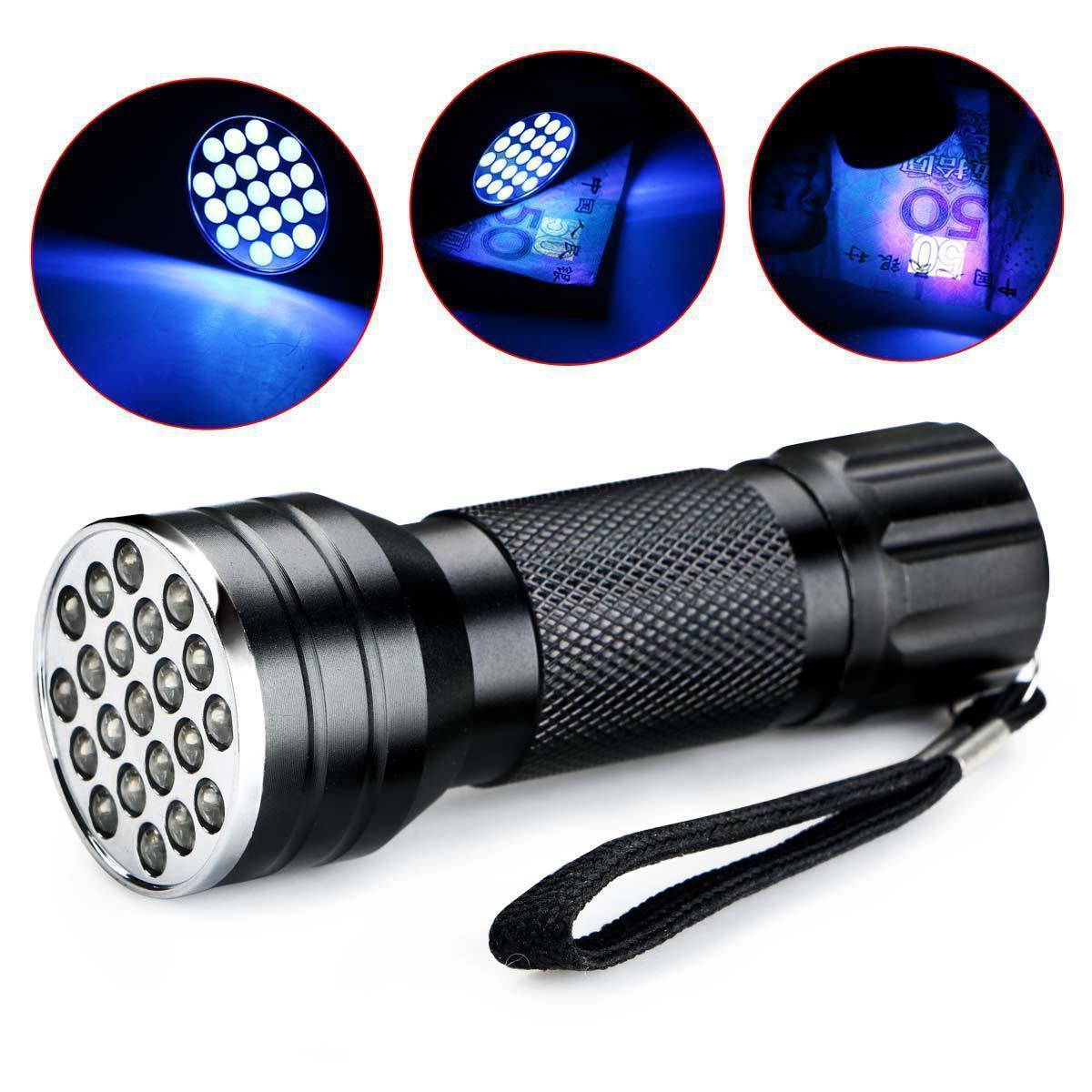 21 LED UV ULtra Violet flashlight Scorpion light UV Multifunctional fake currency detection flashlight