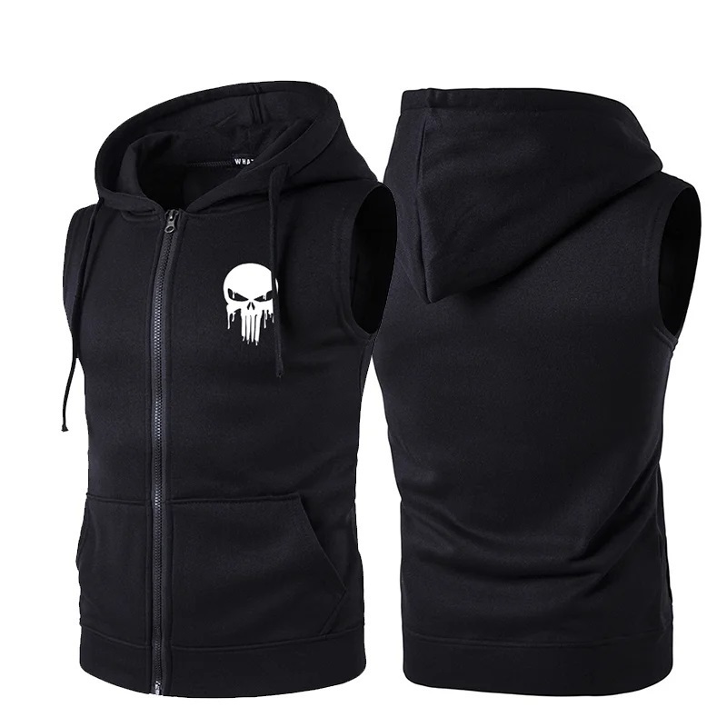 2024 New Men's and Women's Tank Top Jacket Casual Sleeveless Coat Skull Printed Hoodie Sweater Coat Outer Wear Vest for Men