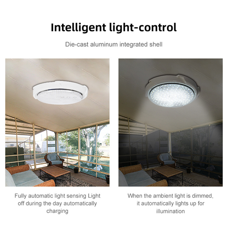 Solar Power Battery Modern Surface Mount Indoor Residential 40w 60w 100w 200w 300w Led Solar Ceiling Light