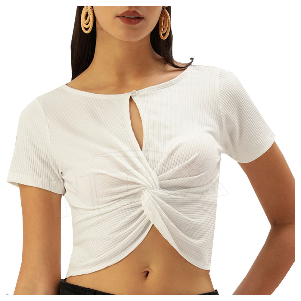 Cotton Polyester Made Adult Women Crop Top Quick Dry Women Crop Top Short Sleeves Women Crop Top