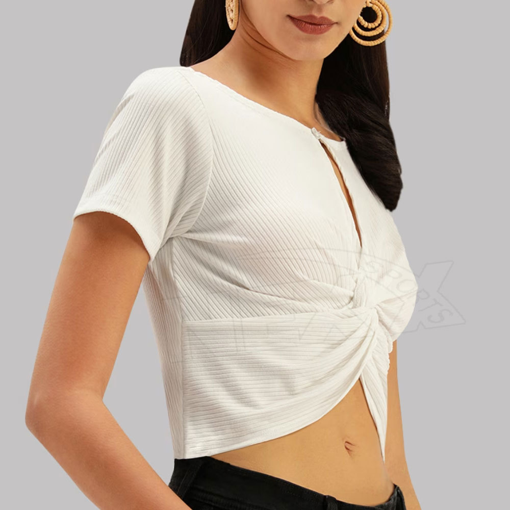 Cotton Polyester Made Adult Women Crop Top Quick Dry Women Crop Top Short Sleeves Women Crop Top