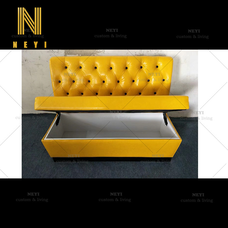 modern custom wholesale custom made modern furniture used yellow leather storage booth seating sofa round restaurant booths NEYI