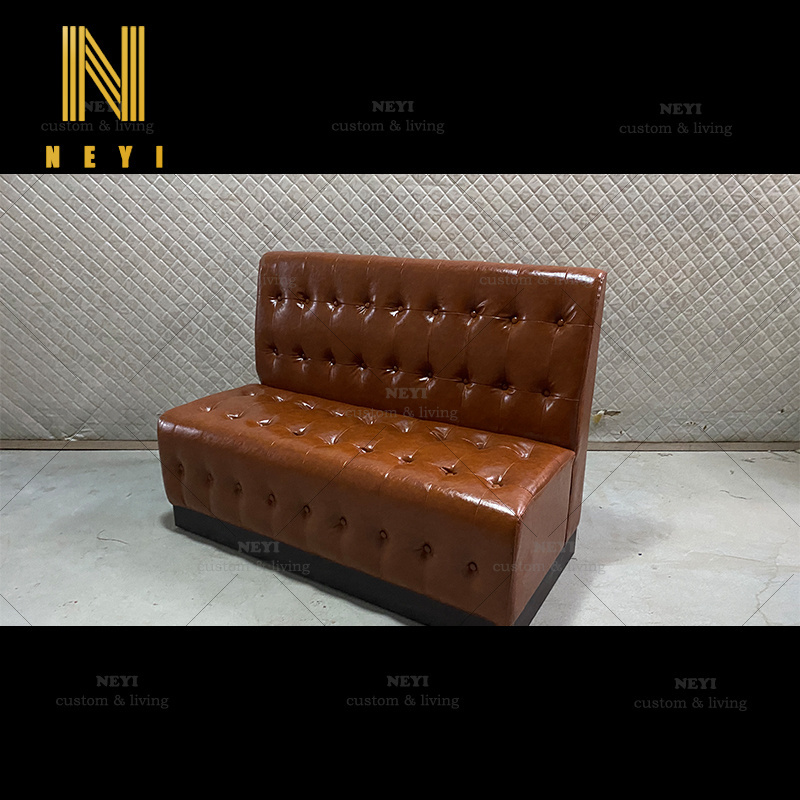 modern custom brown leather restaurant booth sofa seating design cafe coffee shop furniture nice and cheap NEYI