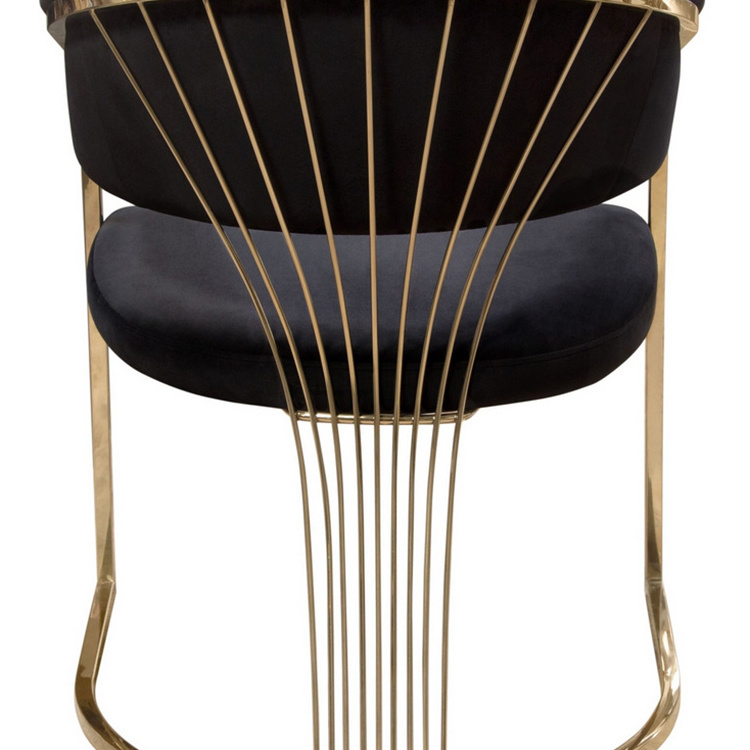 New Designed Modern Style Upholstered Black Velvet Gold Metal Arm Living Room Accent Dining Chair for Home Hotel CY165