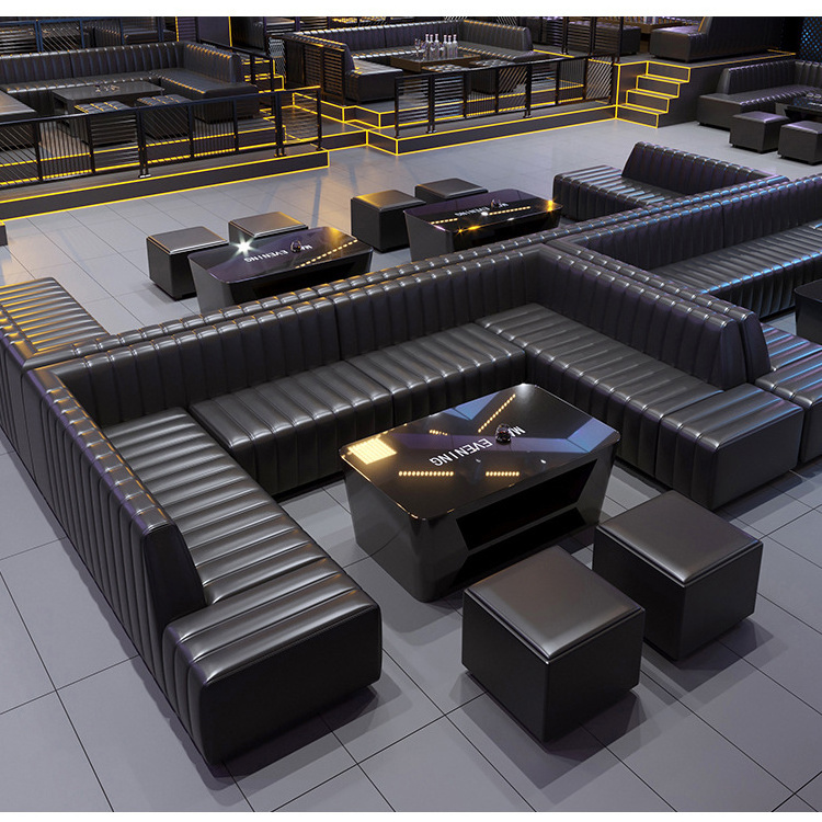 Customize Wooden Restaurant Booth Seating Sofa Lounge Hookah Night Club Sectional Sofas BT741