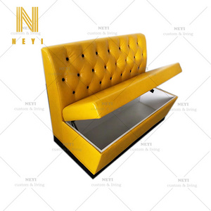 modern custom wholesale custom made modern furniture used yellow leather storage booth seating sofa round restaurant booths NEYI