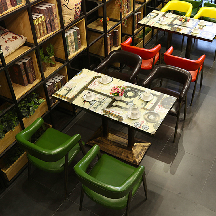 new design restaurant indoor tables and chairs wholesale cheap cafe shop furniture iron chair designer DT113