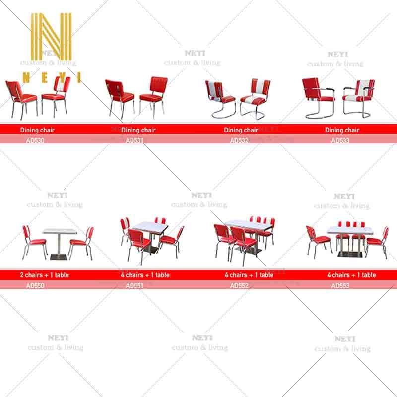 NEYI custom hot sale retro 1950 Industrial Style Antique Used Restaurant Booths Sofa Bench Set American Diner Booth Seating