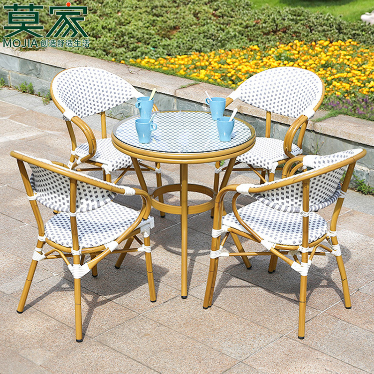 furniture garden plastic 2020 Cheap French Bistro Chairs Set Multi Color PE Rattan outdoor restaurant Chair CY135