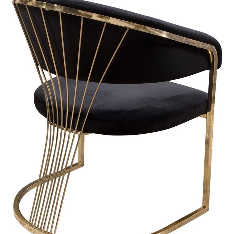 New Designed Modern Style Upholstered Black Velvet Gold Metal Arm Living Room Accent Dining Chair for Home Hotel CY165