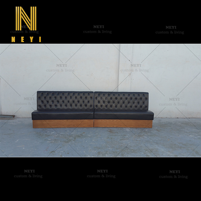 NBT601modern custom black leather corner booth cafe furniture set bistro booth sofa seating night club booth set