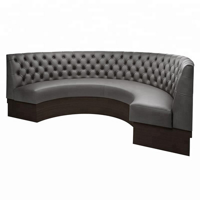 Costom Leather Or Fabric Studded U Shape Half Round Curved Restaurant Cafe Booth Sofa Seating BT785