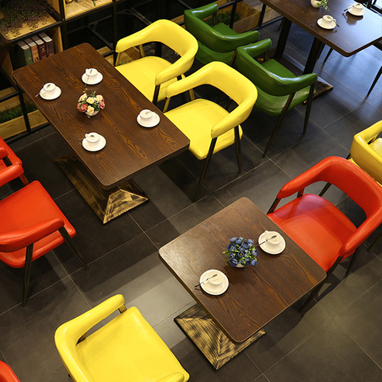 new design restaurant indoor tables and chairs wholesale cheap cafe shop furniture iron chair designer DT113