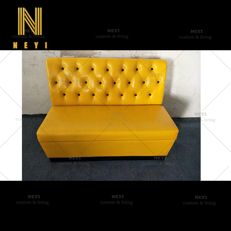 modern custom wholesale custom made modern furniture used yellow leather storage booth seating sofa round restaurant booths NEYI