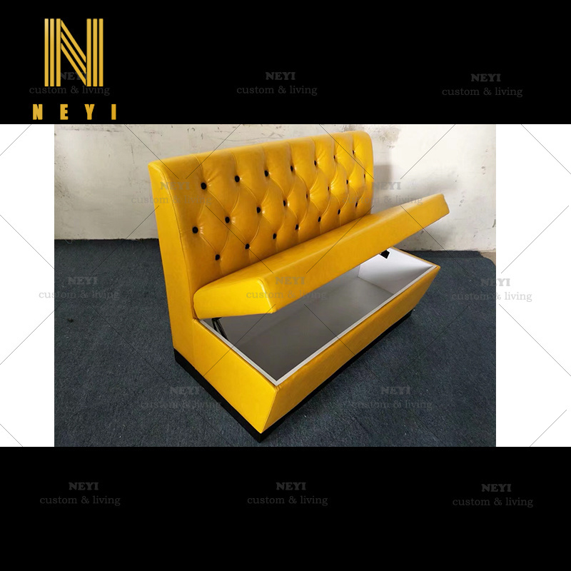 modern custom wholesale custom made modern furniture used yellow leather storage booth seating sofa round restaurant booths NEYI