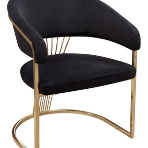 New Designed Modern Style Upholstered Black Velvet Gold Metal Arm Living Room Accent Dining Chair for Home Hotel CY165