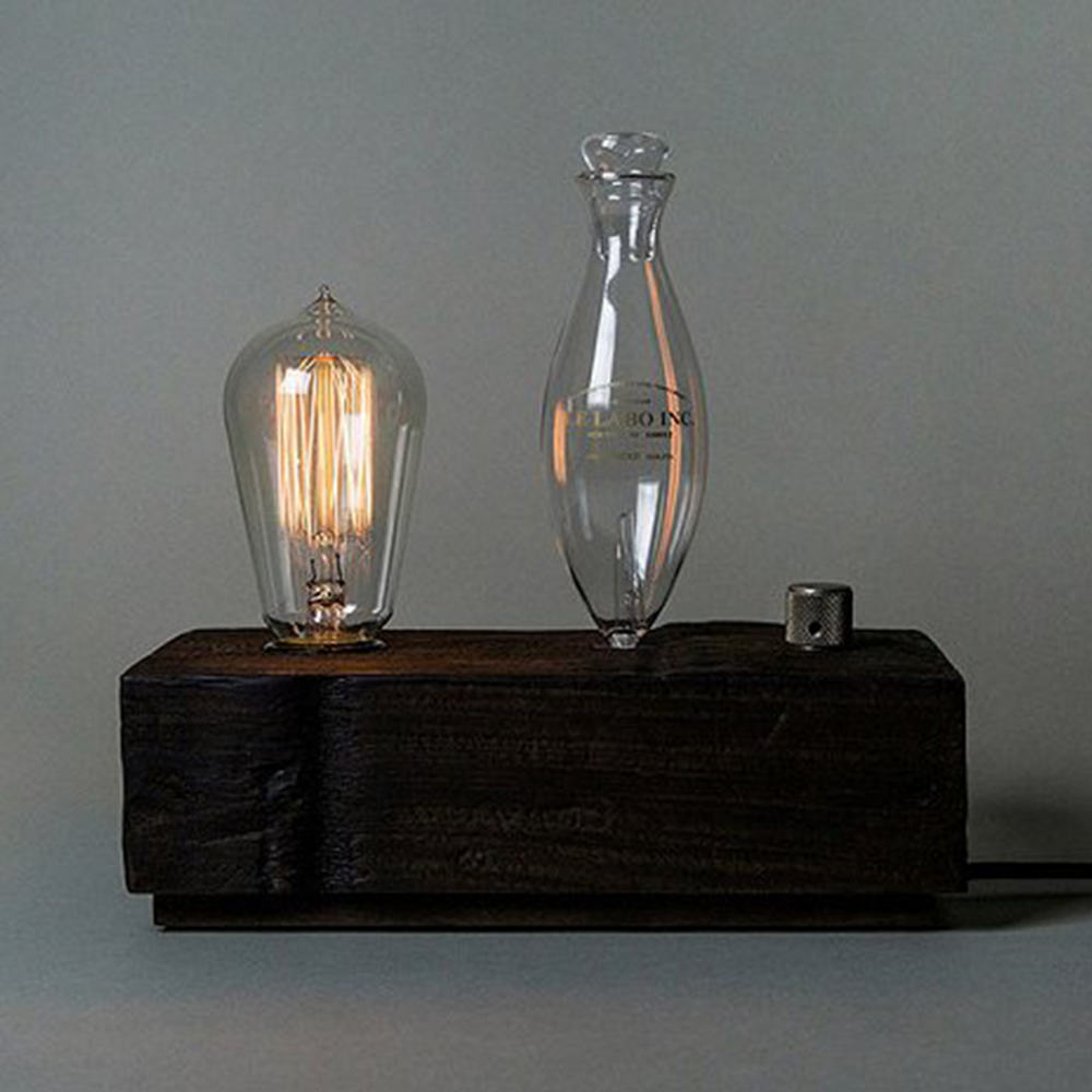 Smart Home Room Vintage Wood Fragrance Aromatherapy Ultrasonic Air Scent Mist Aroma Defuser Diffuser Machine With Light Bulb