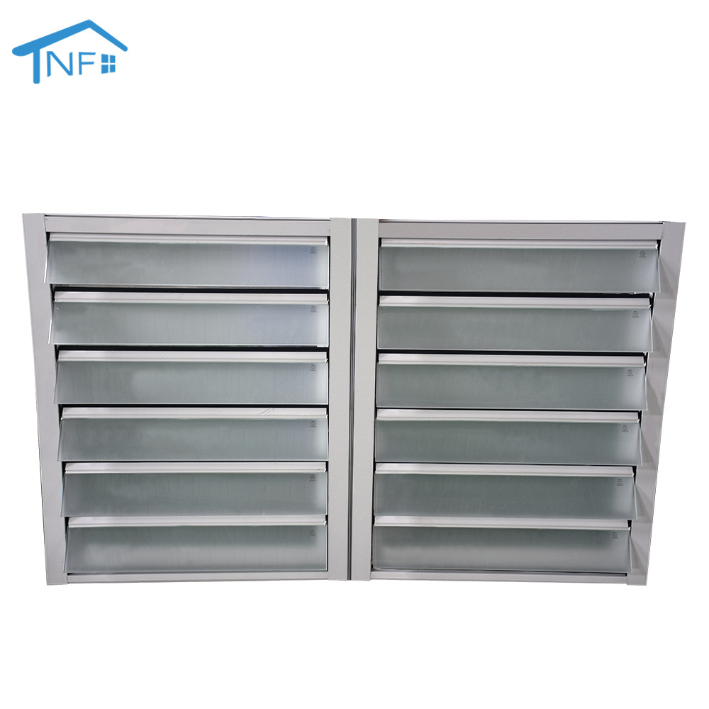 Double louver slats panel casement window with handle