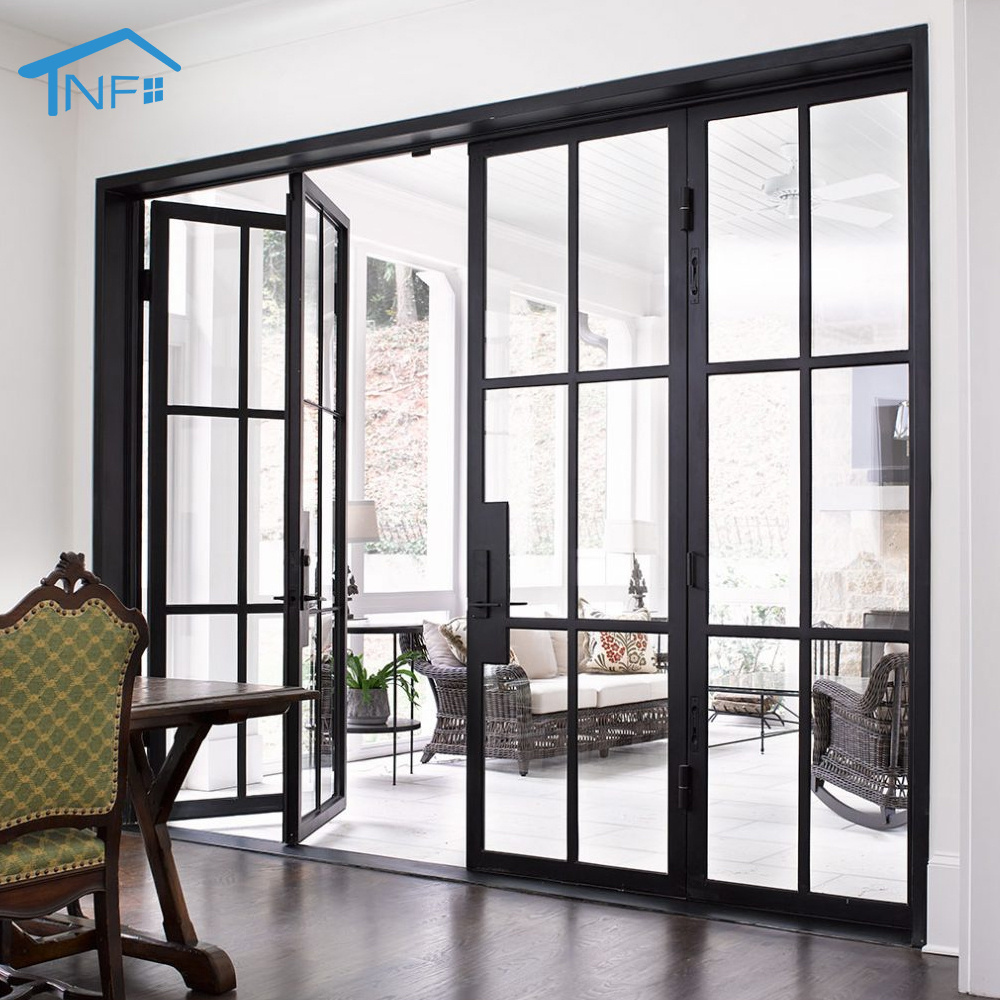 Exterior aluminum profile swing glass doors factory price casement tempered glass french door