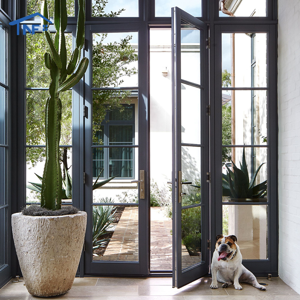 Exterior aluminum profile swing glass doors factory price casement tempered glass french door