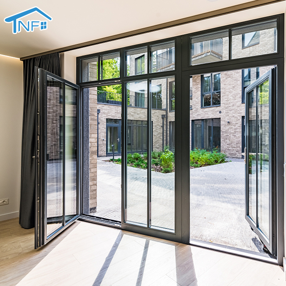 Exterior aluminum profile swing glass doors factory price casement tempered glass french door