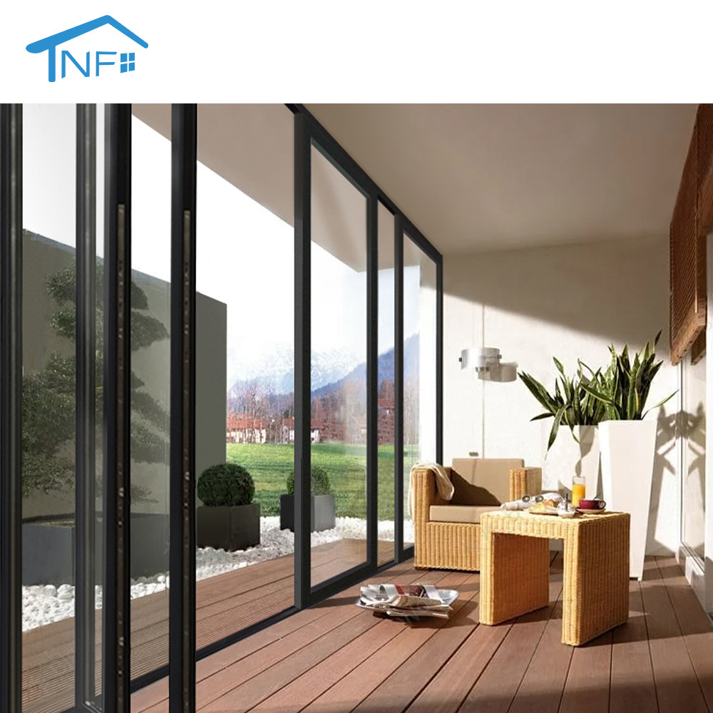 American style panoramic bi folding glass door house hotel retractable folding door sliding swing door