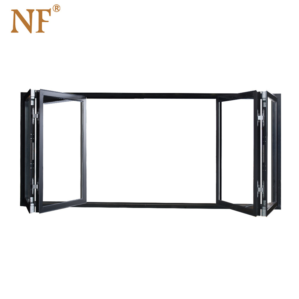 Horizontal folding windows aluminum folding soundproof  glass windows