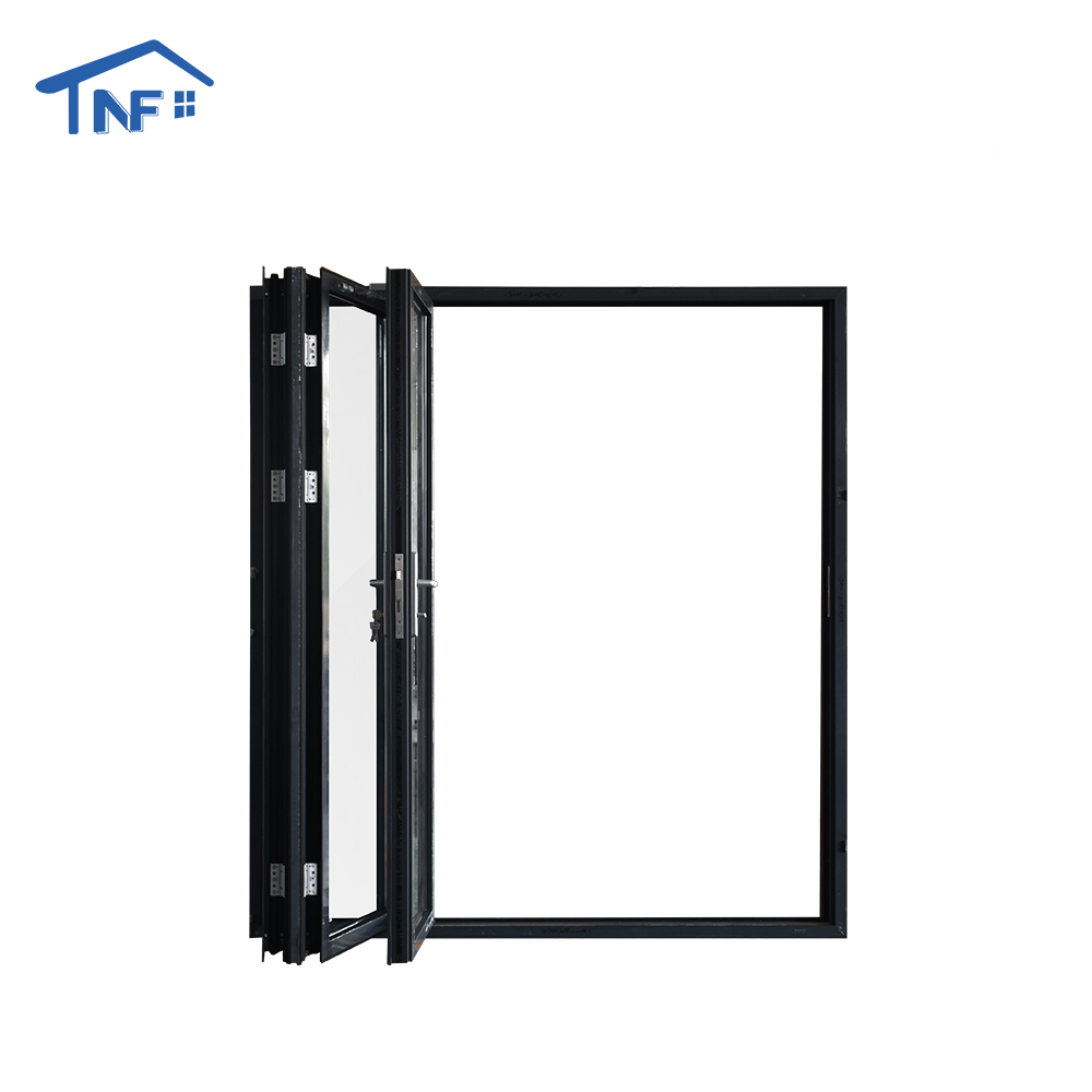 Heat cold resistant double glass aluminium bifold folding mobile home door for sale