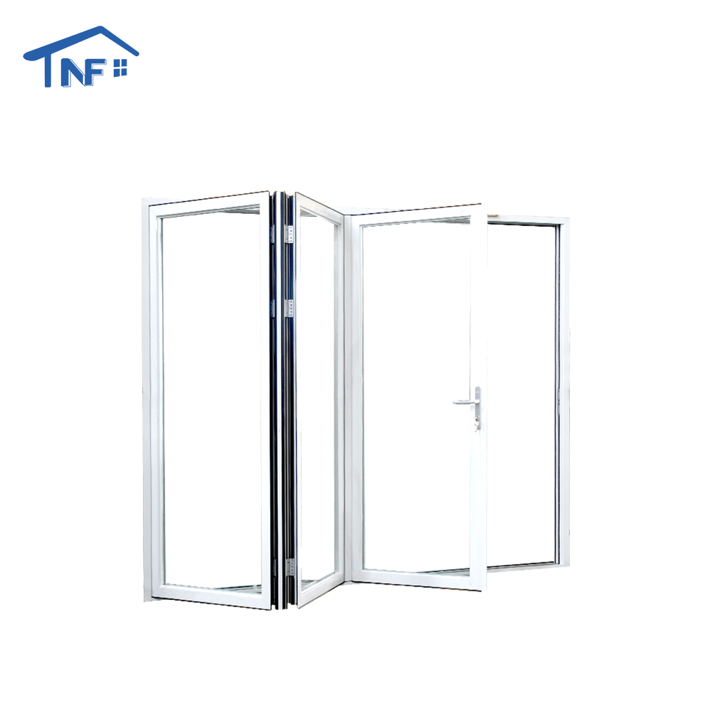 Safety tempered glass aluminium folding bifold windows/doors with handles