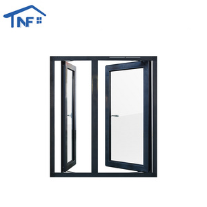 Sound proof thermal break aluminum transom double glazing casement window swing door