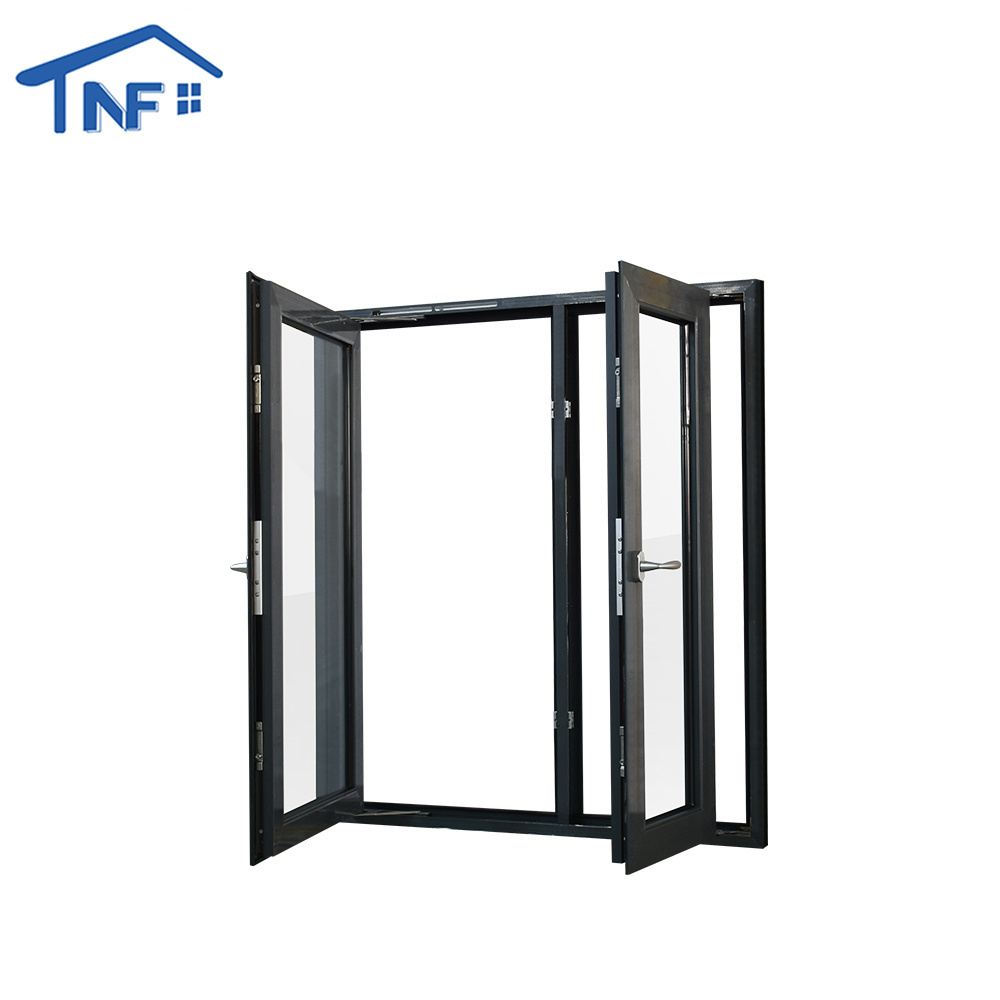 Sound proof thermal break aluminum transom double glazing casement window swing door