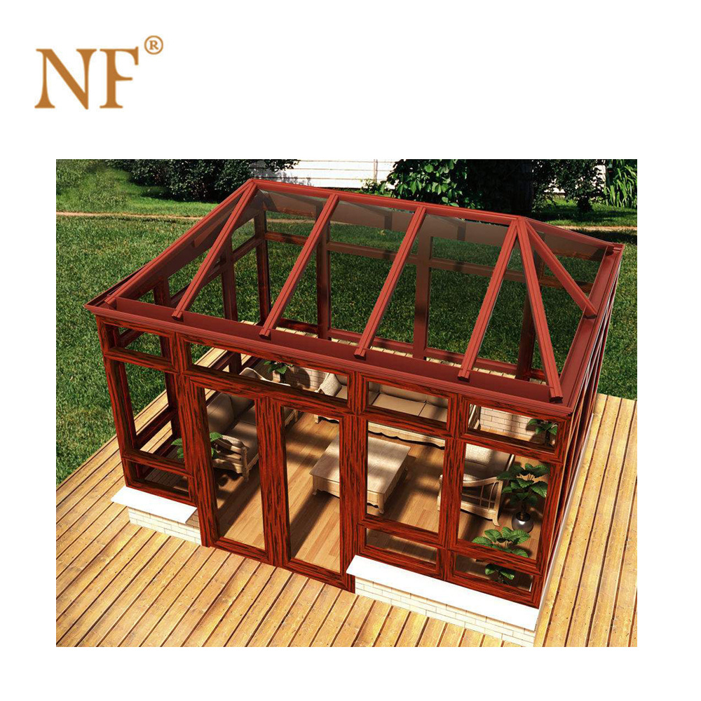 Aluminum conservatory Glass House Prefabricated sunroom with tempered glass