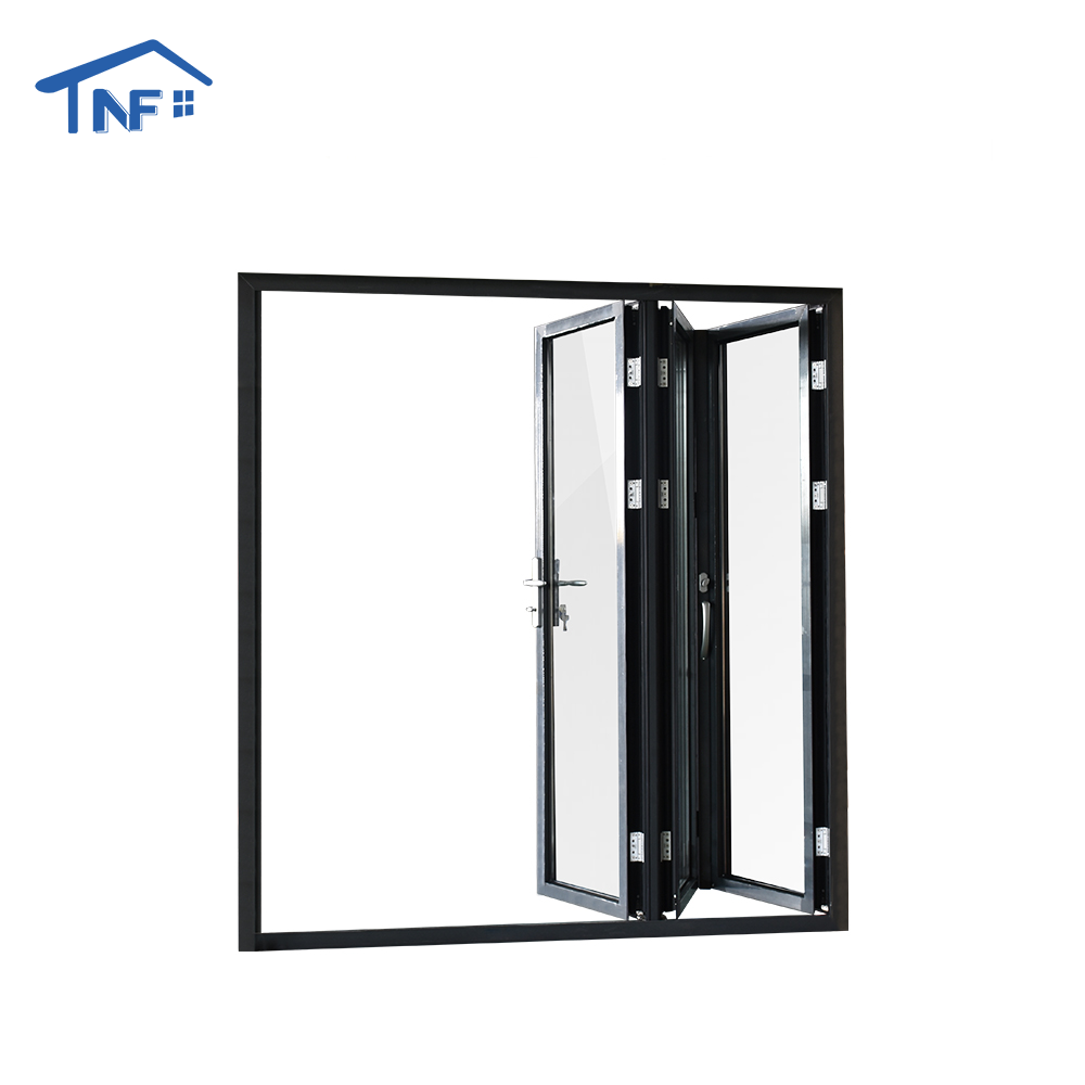 Heat cold resistant double glass aluminium bifold folding mobile home door for sale