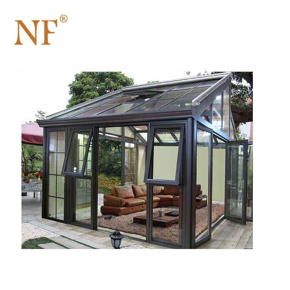 Aluminum conservatory Glass House Prefabricated sunroom with tempered glass