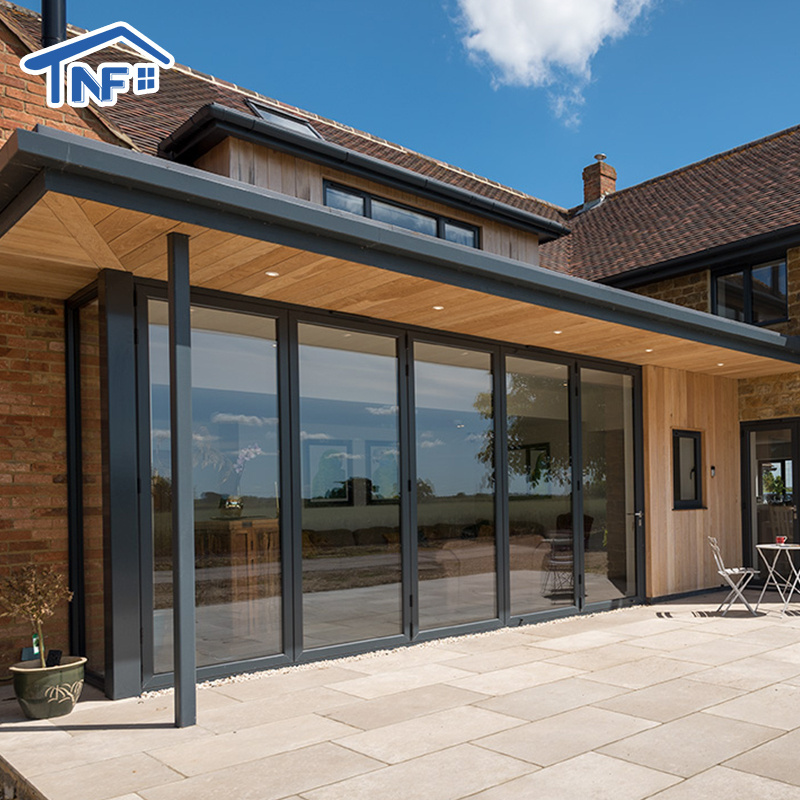 15 Years Warranty Security Glass Sound Proof Bifold Door Villa House Aluminum Folding Doors